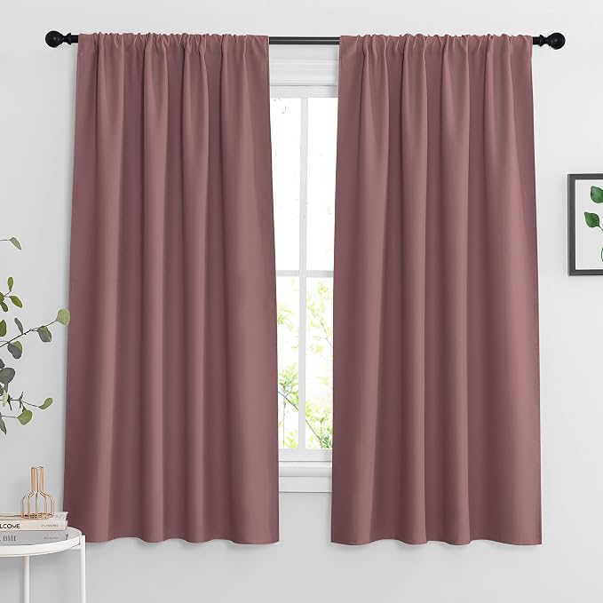 RYB HOME Blackout Curtains for Bedroom Living Room 63 inches Long, Thermal by RYBHOME