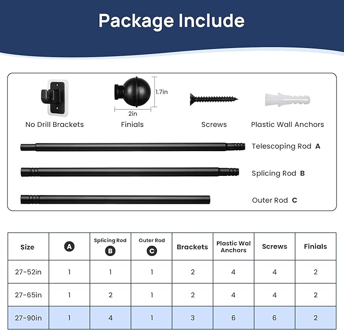 ENJOYBASICS 2 Pack No Drill Curtain Rods - Image 6