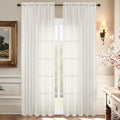 Aiyufeng Ivory Sheer Curtains 90 Inches Long, Light Filtering Rod Pocket Solid by Aiyufeng