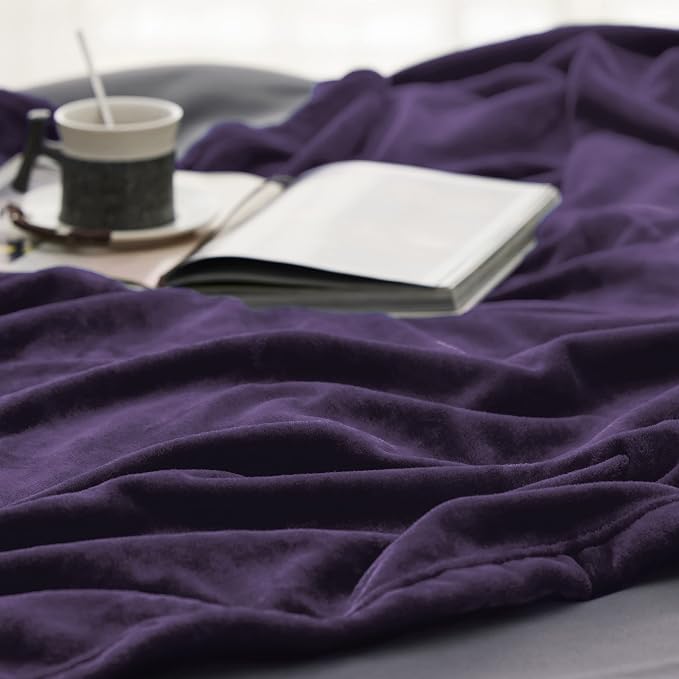 Bedsure GentleSoft Fleece Blankets Queen Size Purple - Image 4