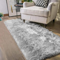 Latepis Grey Fluffy Rugs for Bedroom Rug Runner 2x5 Faux Sheepskin Fur Furry by Latepis