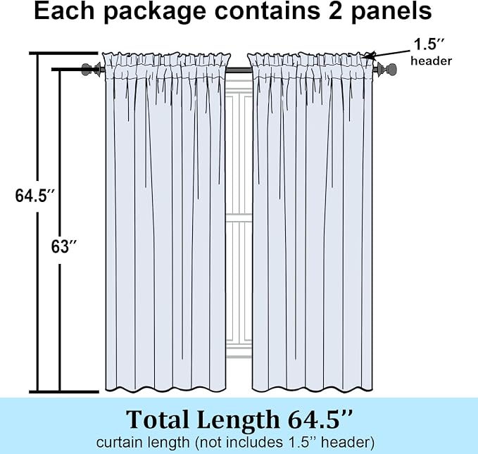 Simplebrand Hunter Green Sheer Curtains 63 Inch Length 2 Panels, Rod Pocket - Image 8