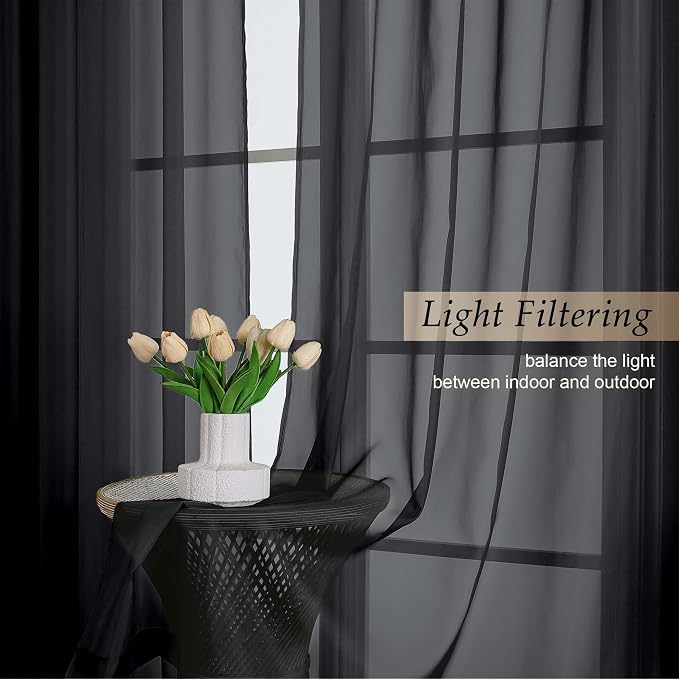 Extra Long Black Sheer Curtains - Image 3