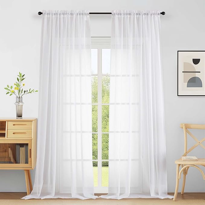 Extra Wide White Sheer Curtains by Home
