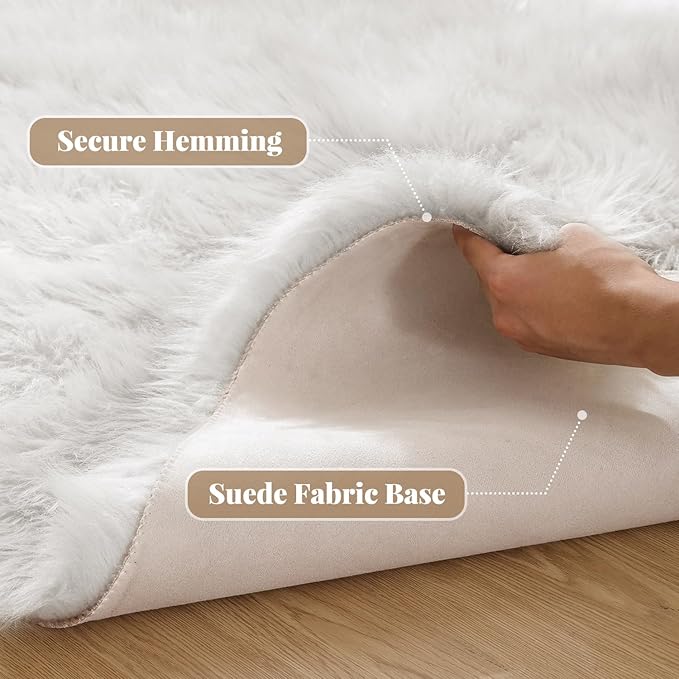 ORINOVA White Shag Washable Area Rugs - Image 3