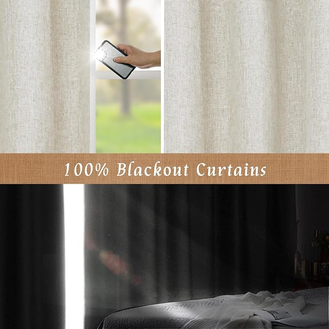 Full Blackout Linen Window Curtains - Image 4