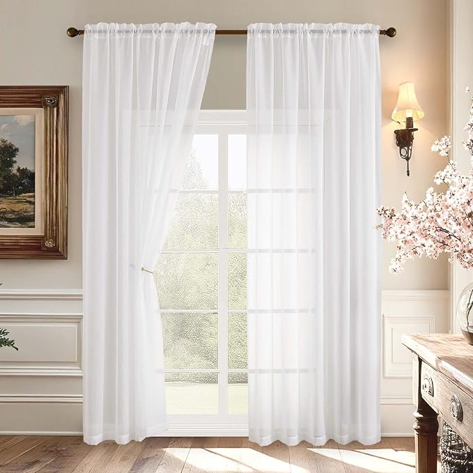 Aiyufeng 2 Pack: Basic White Sheer Curtain Drapes by Aiyufeng