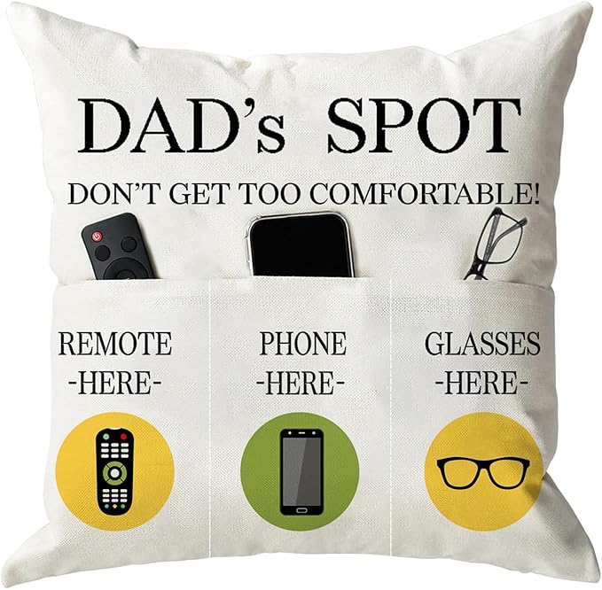 ONFAON Father's Day Throw Pillow Case, Dad's Spot Throw Pillow Covers 18 x 18 by ONFAON