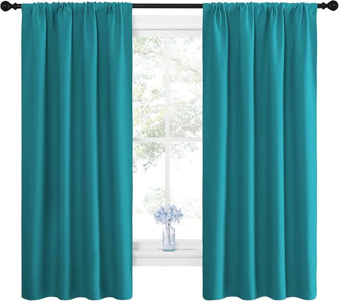 NICETOWN Peacock Blue Blackout Curtains Panels - Image 2
