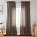Chocolate Sheer Curtains for Bedroom Living Room 96 Inches Long 2 Panels by WelvetBLK