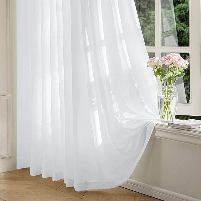 FMFUNCTEX Sheer Non-See-Through White Curtains by Fmfunctex