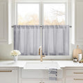 HOMEIDEAS Non-See-Through Light Grey Privacy Sheer Kitchen Curtains, 30 X 24 by HOMEIDEAS