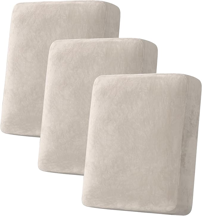 H.VERSAILTEX Velvet Stretch Couch Cushion Cover Plush Cushion Slipcover by HVERSAILTEX