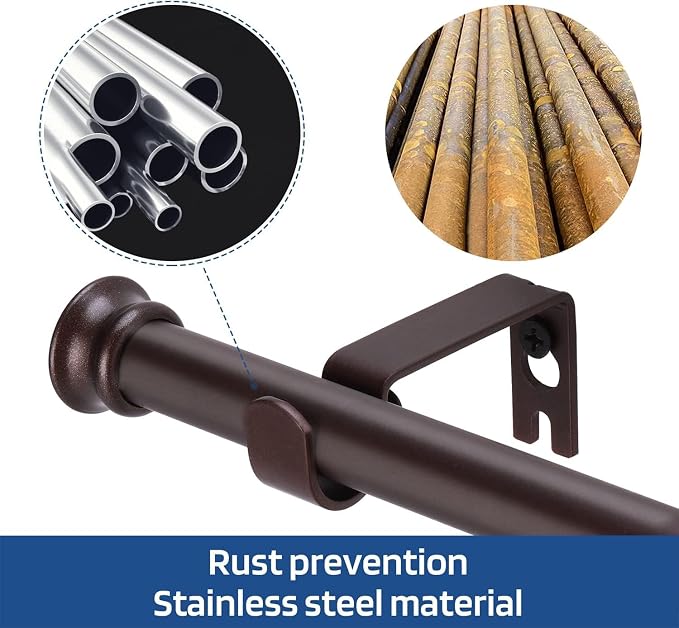 Curtain Rods 2 Pack 5/8 inch Brown Curtain Rods - Image 4