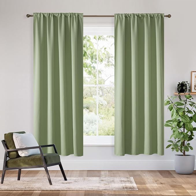 RYB HOME Bedroom Blackout Curtains 72 inches Long, 100% Blackout Thermal by RYBHOME