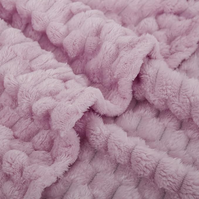 Puncuntex Light Purple Throw Blanket 60"×80" inches Fuzzy 3D Jacquard - Image 7