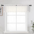 OWENIE Ivory Sheer Valance for Kitchen Windows Set of 2, Small Modern Rod by OWENIE