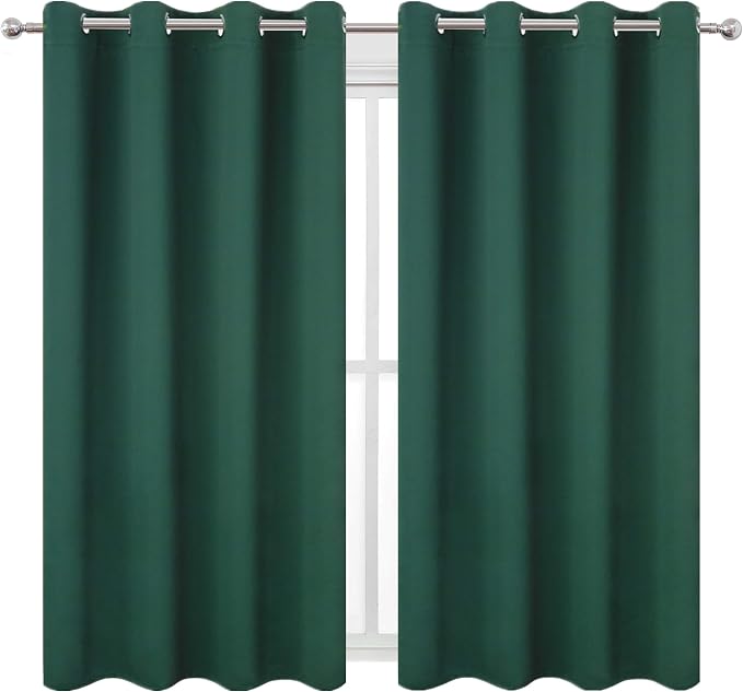 LEMOMO Blackout Curtains 52 x 45 inch/Green Curtains Set of 2 Panels/Thermal - Image 2