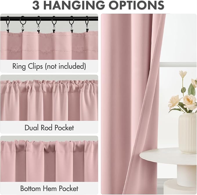 MIULEE Light Pink Blackout Curtains 4 Panels Set 72 Inch Length Bedroom | - Image 3