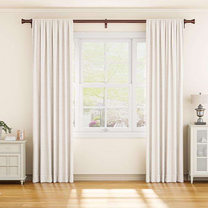 YaFex Curtain Rods 2 Pack 32-118 Inch, Heavy Duty 1 Inch Curtain Rod, Bronze - Image 2