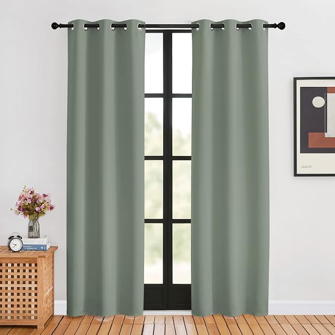 NICETOWN Window Curtain Panels, 1 Pair, 34 by 80-inch, Thermal Insulated Solid by NICETOWN