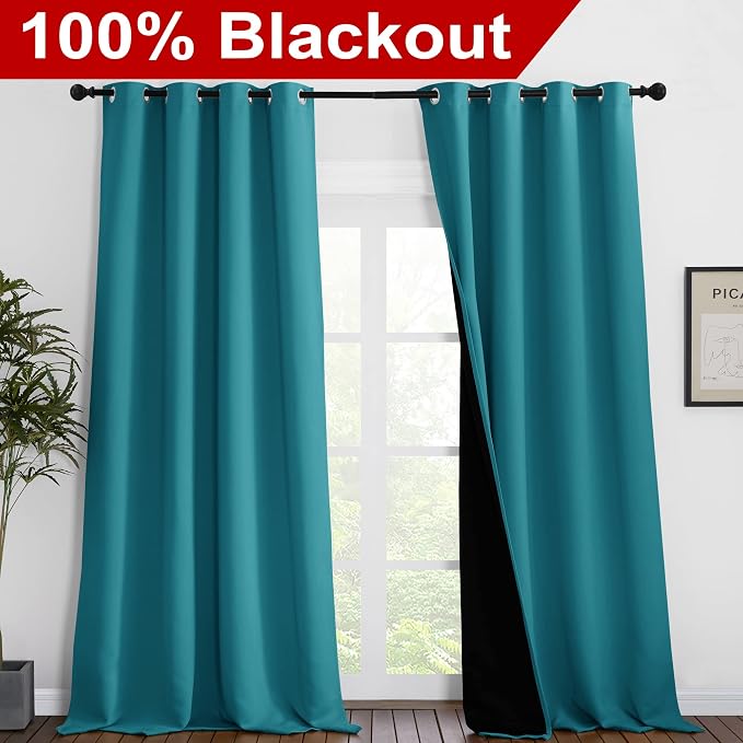 NICETOWN Full Shading Curtains 96 inches Long 2 Panels Set - Image 2