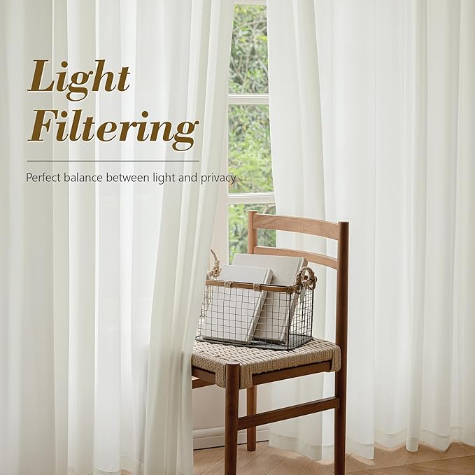 FMFUNCTEX Sheer Non-See-Through Netural Beige Curtains - Image 5