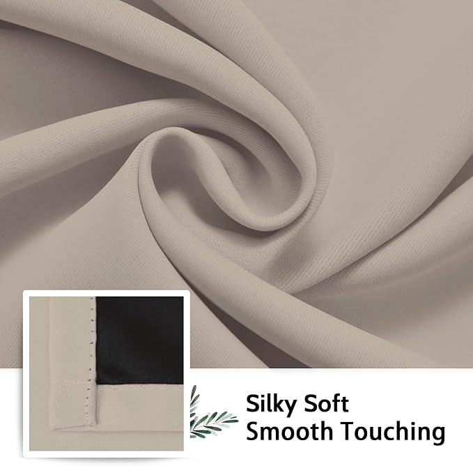SimpleHome Natural 100% Blackout Curtains Room Darkening Living Room 72L | - Image 7
