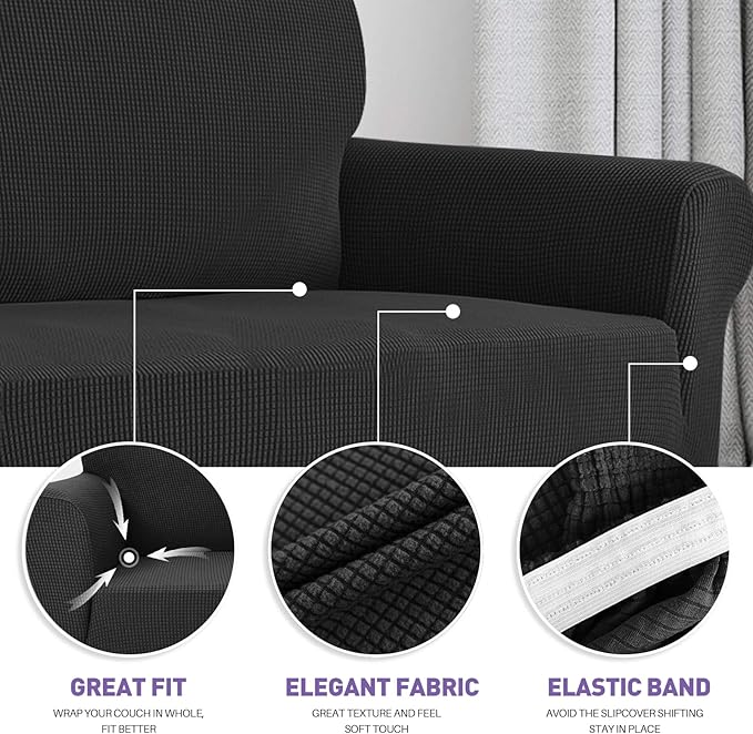 ZNSAYOTX Super Stretch Couch Cover Love Seat Sofa Covers - Image 3