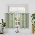 LAMIT Short Linen Window Curtains 30 inches Long 2 Panels, Sage Green Semi by LAMIT