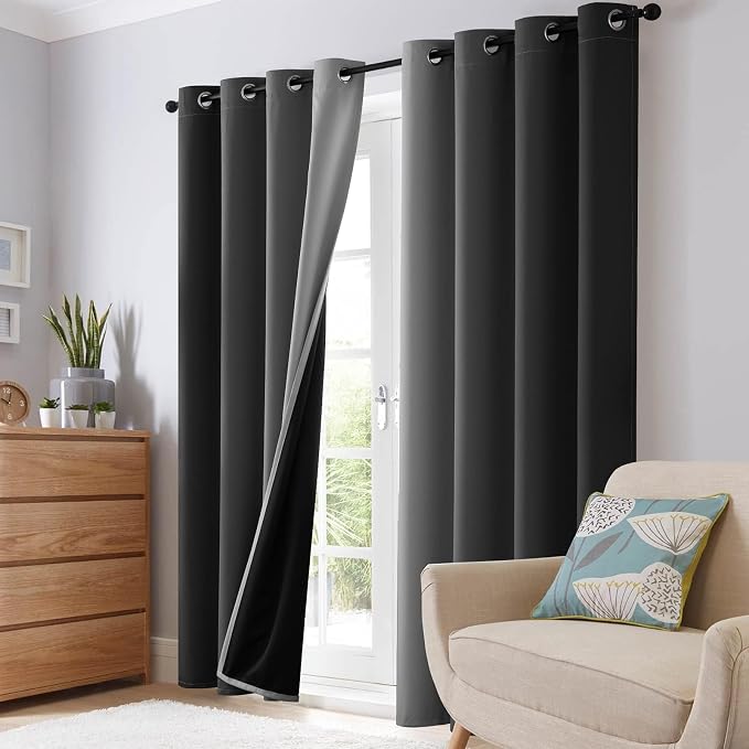 SimpleHome Black Ombre 100% Blackout Curtains - Image 6