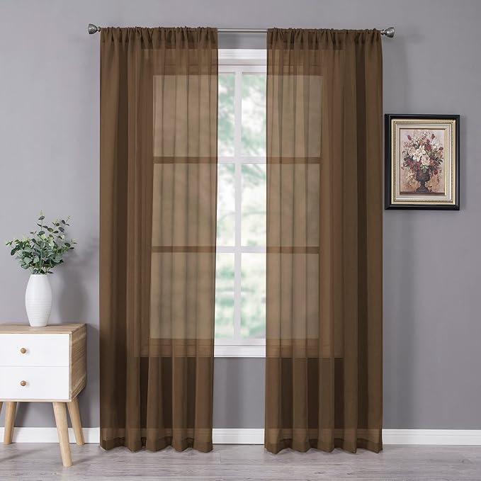 Tollpiz Sheer Curtain Linen Textured Living Room Curtains Sheer Light Filtering by Tollpiz