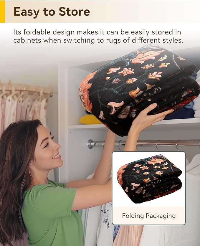 RELEANY Area Rugs 8ft Washable Non-Slip, Floral Vintage Distress Print Pattern - Image 6