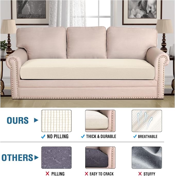 H.VERSAILTEX Super Stretch Individual Seat Cushion Covers Sofa Covers Couch - Image 2