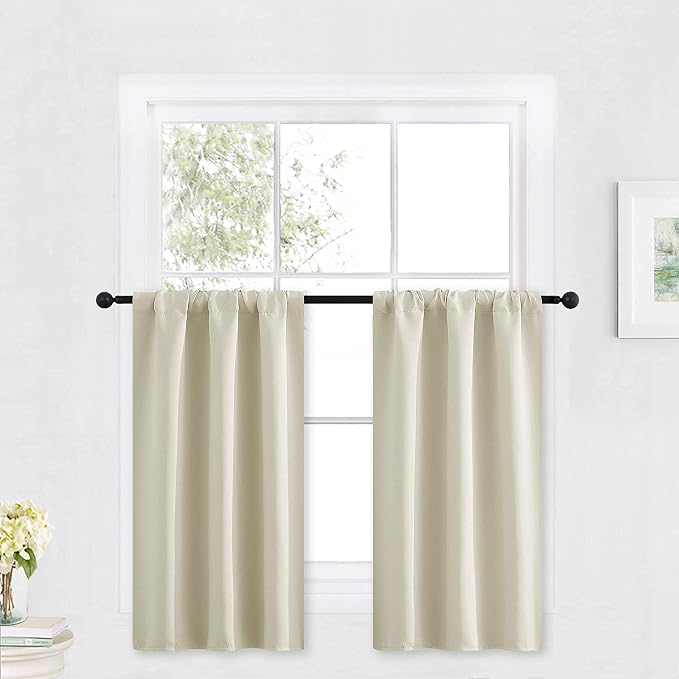 RYB HOME Kitchen Curtains Over Sink 36 inch Length, Rod Pocket Summer Light UV by RYBHOME