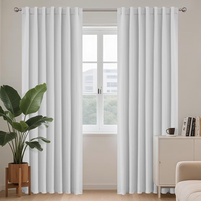 Joydeco White Blackout Curtains 96 Inches Long by JOYDECO