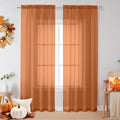 OVZME Orange Sheer Curtains 72 Inches Long 2 Panels by OVZME