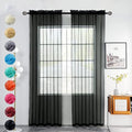 youleyar Solid Sheer Rod Pocket Curtain Voile Draperies 2 Panels White Beige by Youleyar