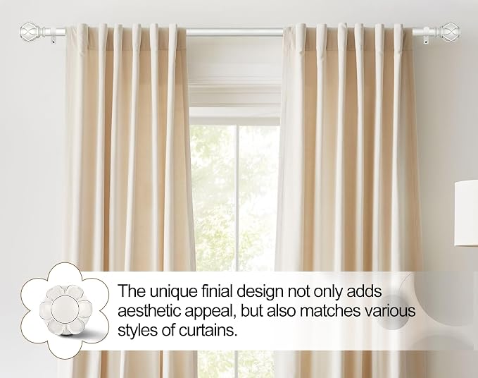 KAMANINA White Curtain Rods for Windows 72 to 144 Inches Long Heavy Duty - Image 3
