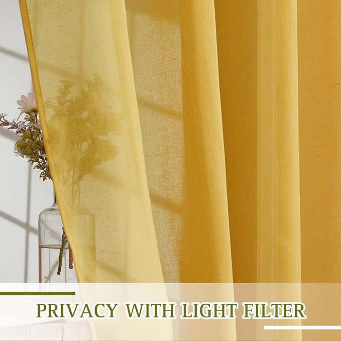 NICETOWN Linen Sheer Curtains 72 inch Length 2 Panels, Grommet Linen Blend - Image 4
