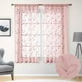 HOMEIDEAS Blush Pink Floral Sheer Curtains 63 Inches Long 2 Panels Embroidered by HOMEIDEAS