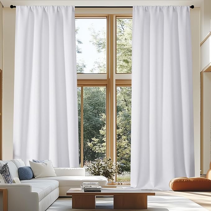 Simplebrand Ava Pure White Long 10ft Curtains by Simplebrand