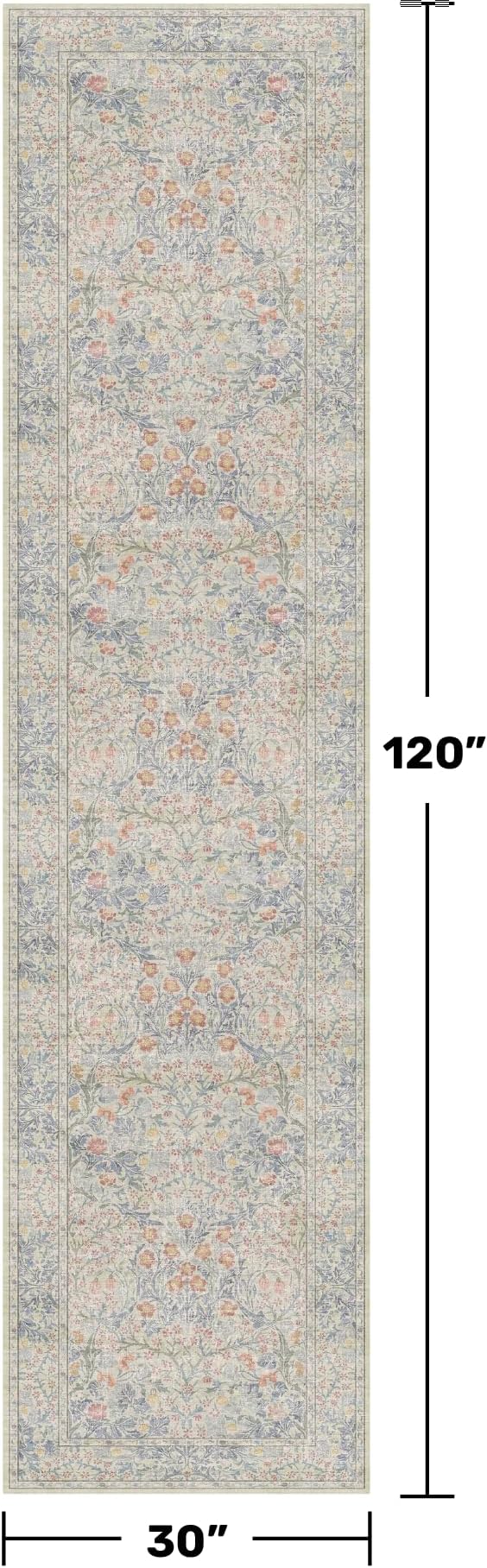 Hazo Haus Beige Blue Washable 2'6"x10' Wide Hallway Runners, Kitchen Runner Rug - Image 2