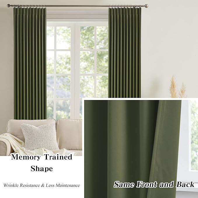 Dark Academia Olive Green Curtains Blackout - Image 5