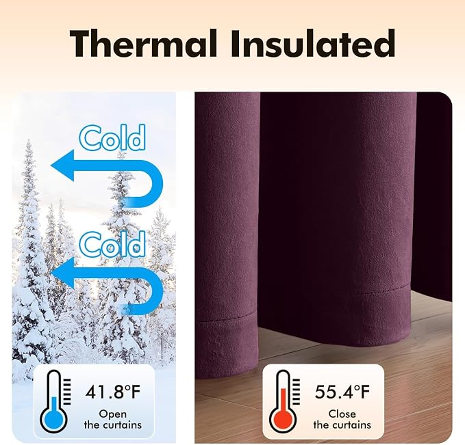 MIULEE Velvet Curtains Purple Orchid Elegant Grommet Thermal Insulated - Image 5