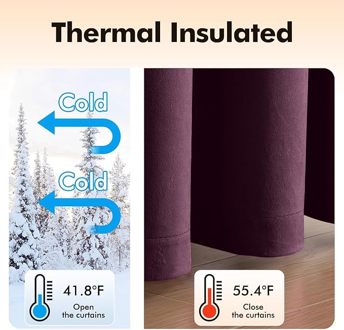 MIULEE Velvet Curtains Purple Orchid Elegant Grommet Thermal Insulated - Image 5
