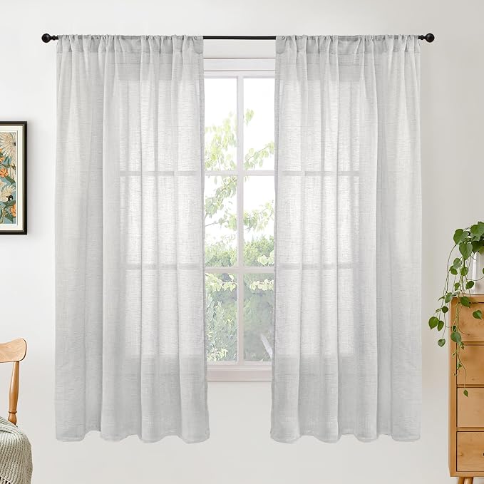 BGment Light Grey Linen Curtains 63 Inches Long by BGment