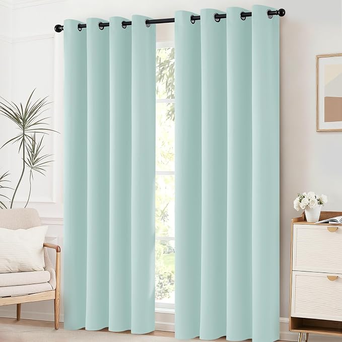 Yakamok Aqua Blackout Curtains 84 Inch Length Light Blocking Thermal Insulated - Image 2