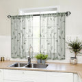 HOMEIDEAS Sage Green Sheer Kitchen Curtains 30 X 36 Inch Length 2 Panels by HOMEIDEAS