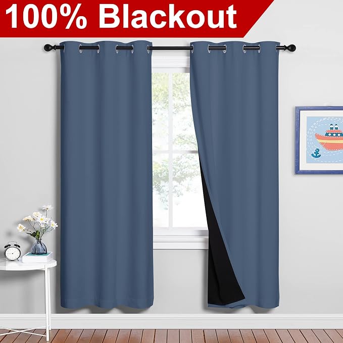 NICETOWN Full Shade Curtain Panels 72 inches Long, Pair of Energy Smart & Noise - Image 2